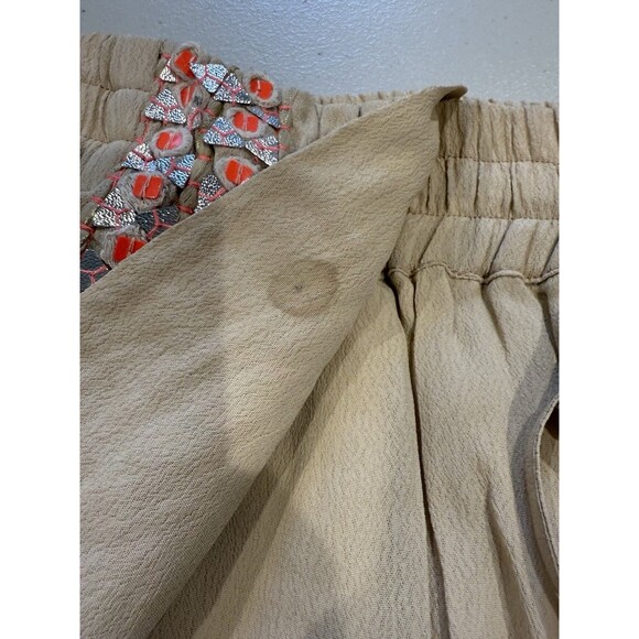 Anthropologie Skirt Women Small Tan Boho Elastic Waist Art to Wear Earthy Tribal - Picture 6 of 7